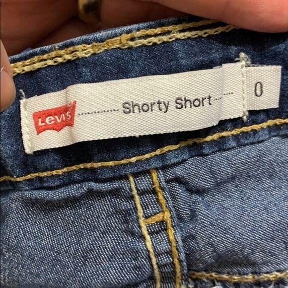 Levis Womens Denim Blue Jean Shorts Star Print Raw Hem Shorty Short Size 0 - Picture 8 of 10